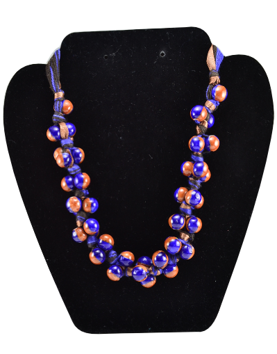 Blue Pottery Neckpiece (Blue-brown beads)