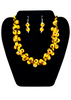 Blue Pottery Necklace set (Yellow beads)