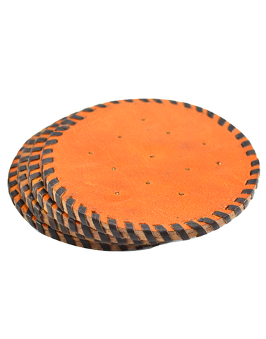 Orange Leather Teacoaster