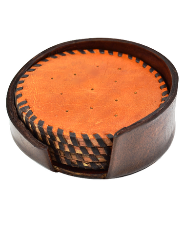 Orange Leather Teacoaster