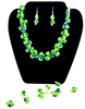 Blue Pottery Necklace set (Green beads)
