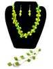 Blue Pottery Necklace set (Green-yellow beads)