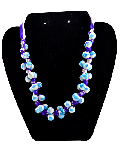 Blue Pottery Neckpiece (Light blue beads)